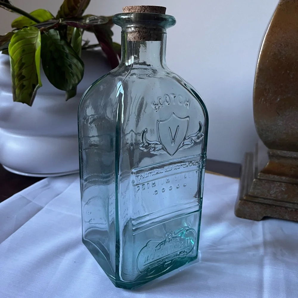 Vintage Inspired Decorative Glass Bottle w/ Cork Stopper